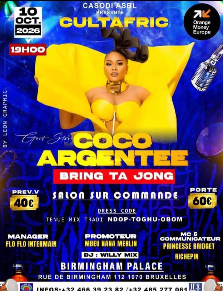 CASODI ASBL présente CULTAFRIC avec Coco Argentée au Birmingham Palace le 10 octobre 2026 à 19 H 00