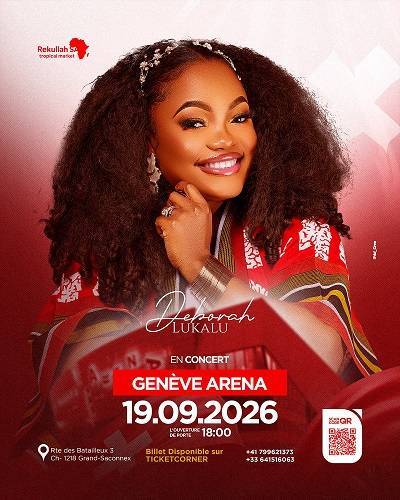 Deborah Lukalu en concert a Genève Arena le 19 Septembre 2026 à 18 H 00