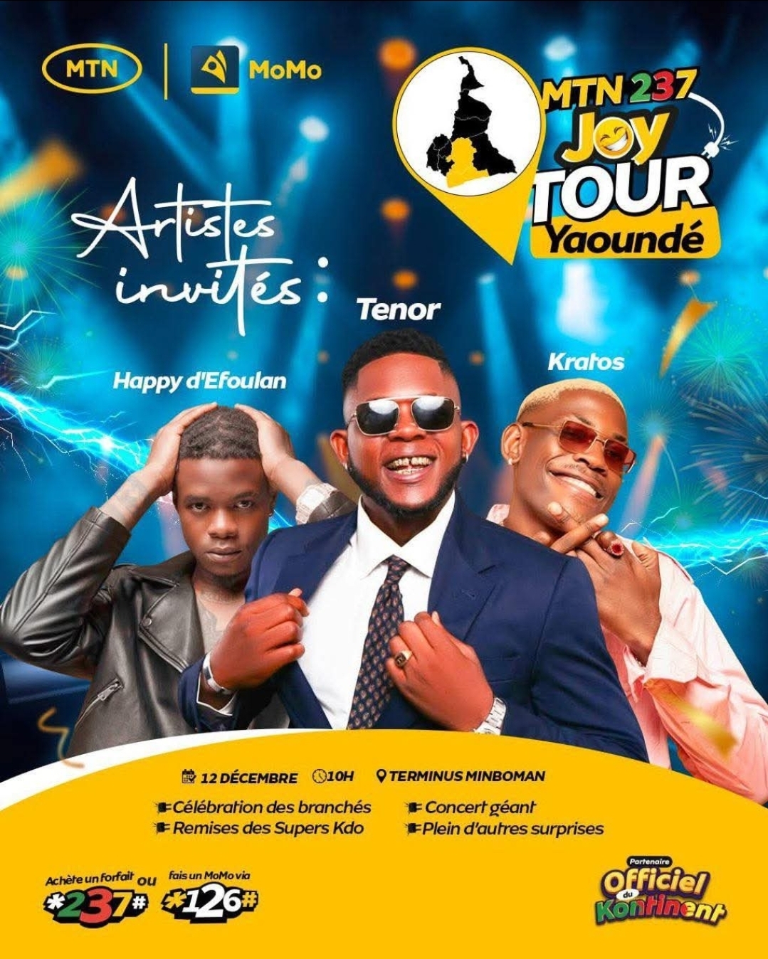 Enjoy Tour Yaoundé & Tenor, Kratos, Happy d'Efoulan