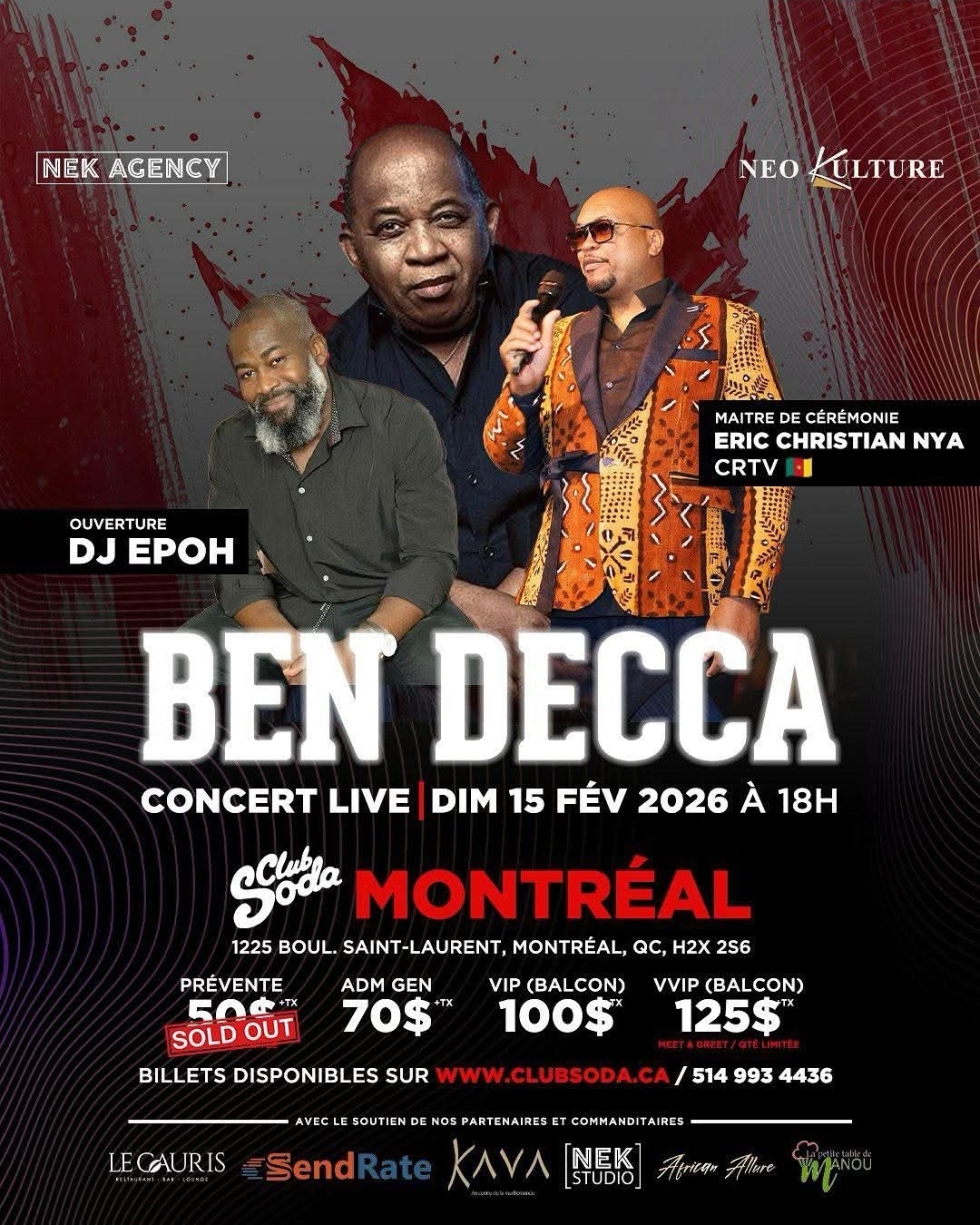 Ben Decca en Concert Live Montréal
